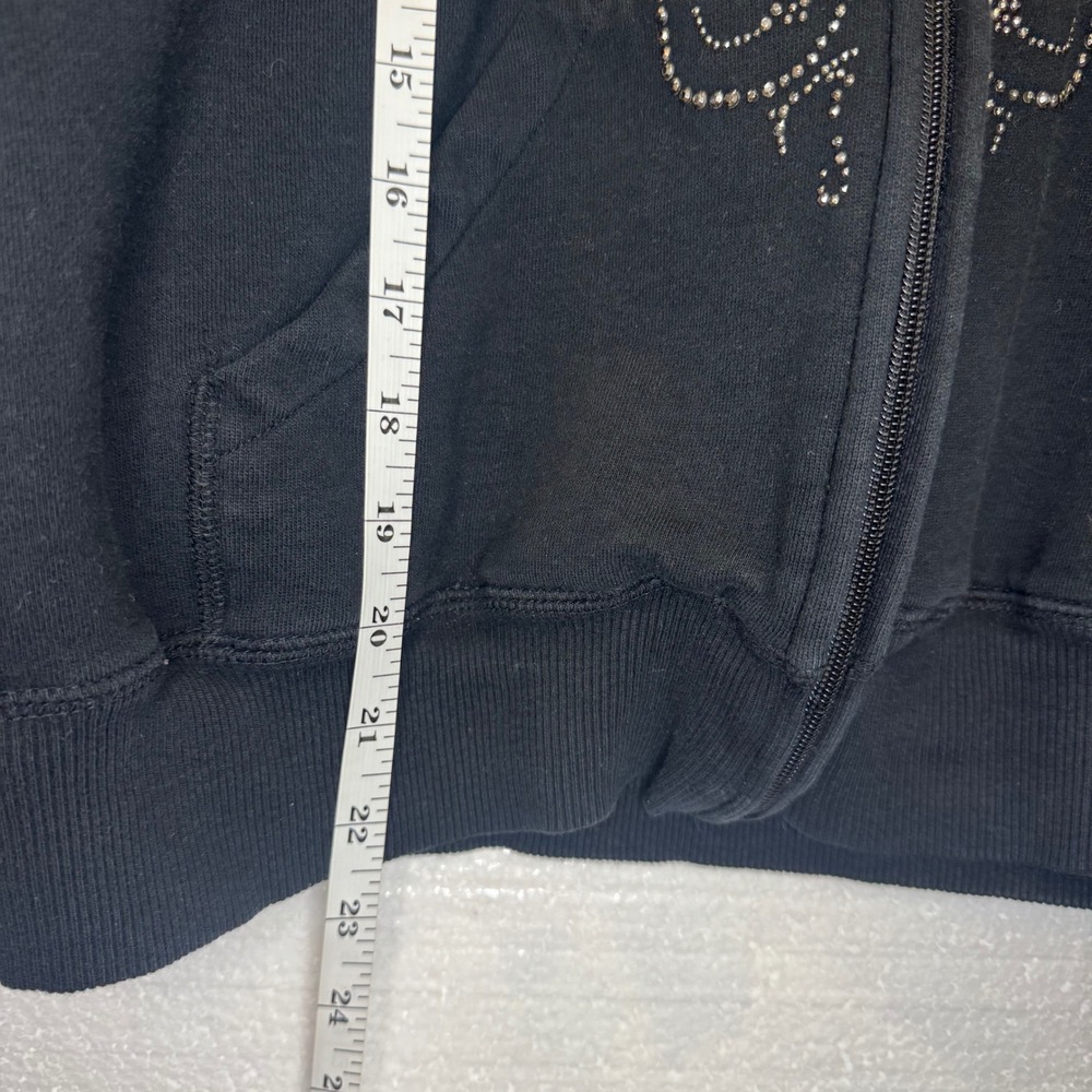 Onque Casuals Black Rhinestone Embellished Zip Up Hoodie Sweatshirt XL - Picture 7 of 9